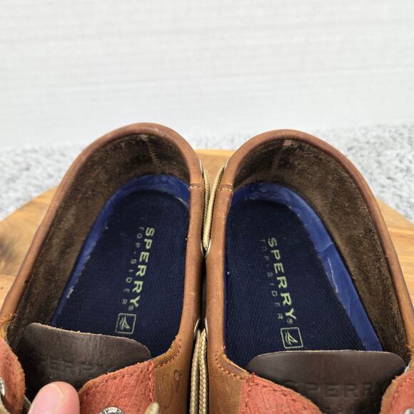 Sperry Top Sider Men 8M Leeward 2-Eye Two Tone Brown Leather Lifestyle Boat Shoe - Picture 11 of 12